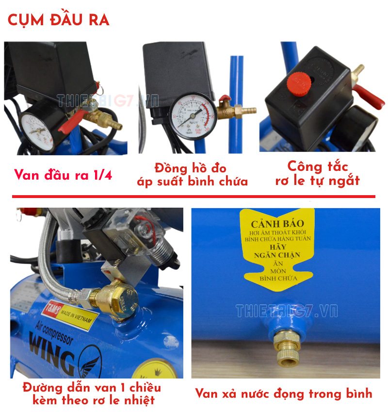 Các bộ phận trên máy nén khí không dầu, giảm âm